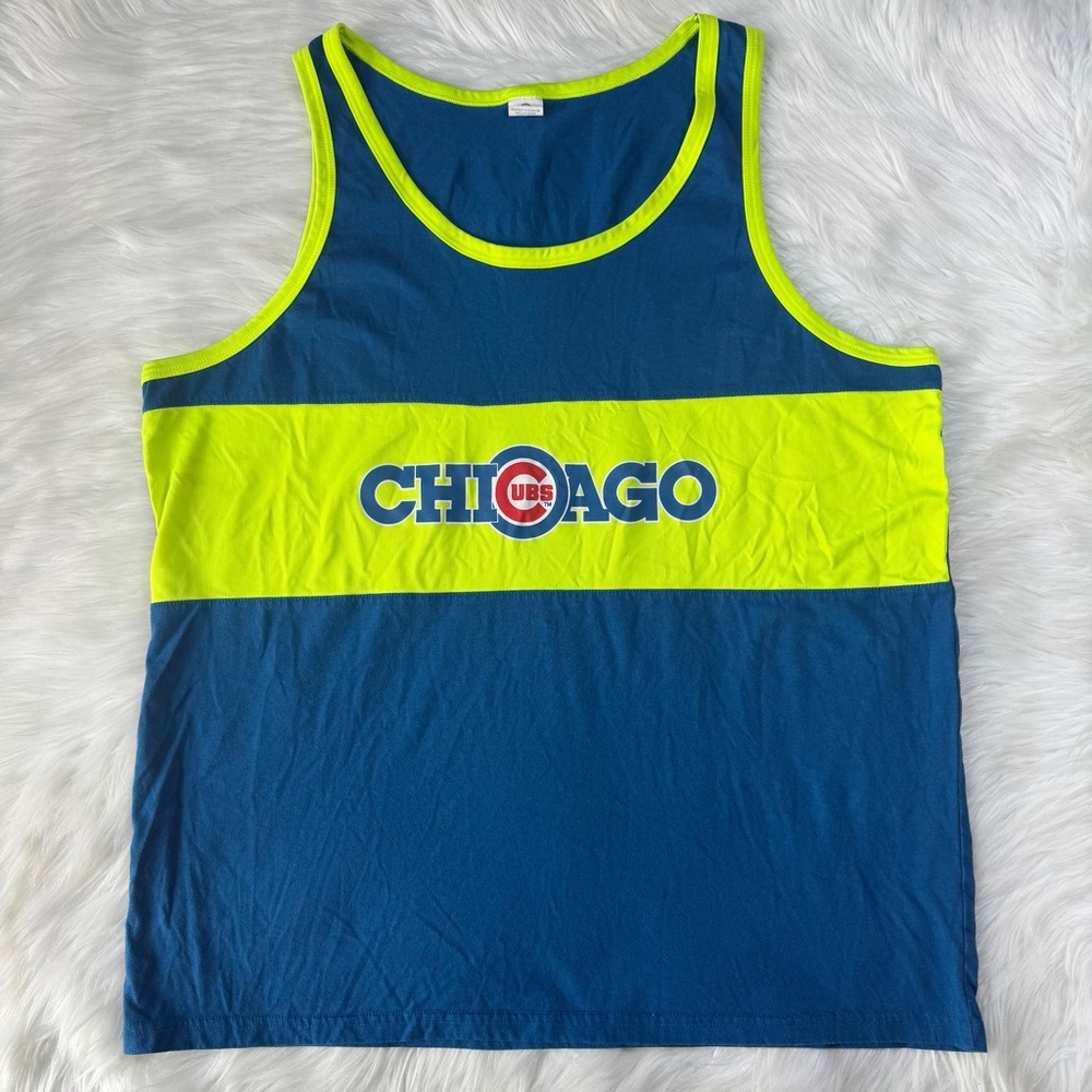 Chicago Cubs Navy & Neon Yellow Tank Top
